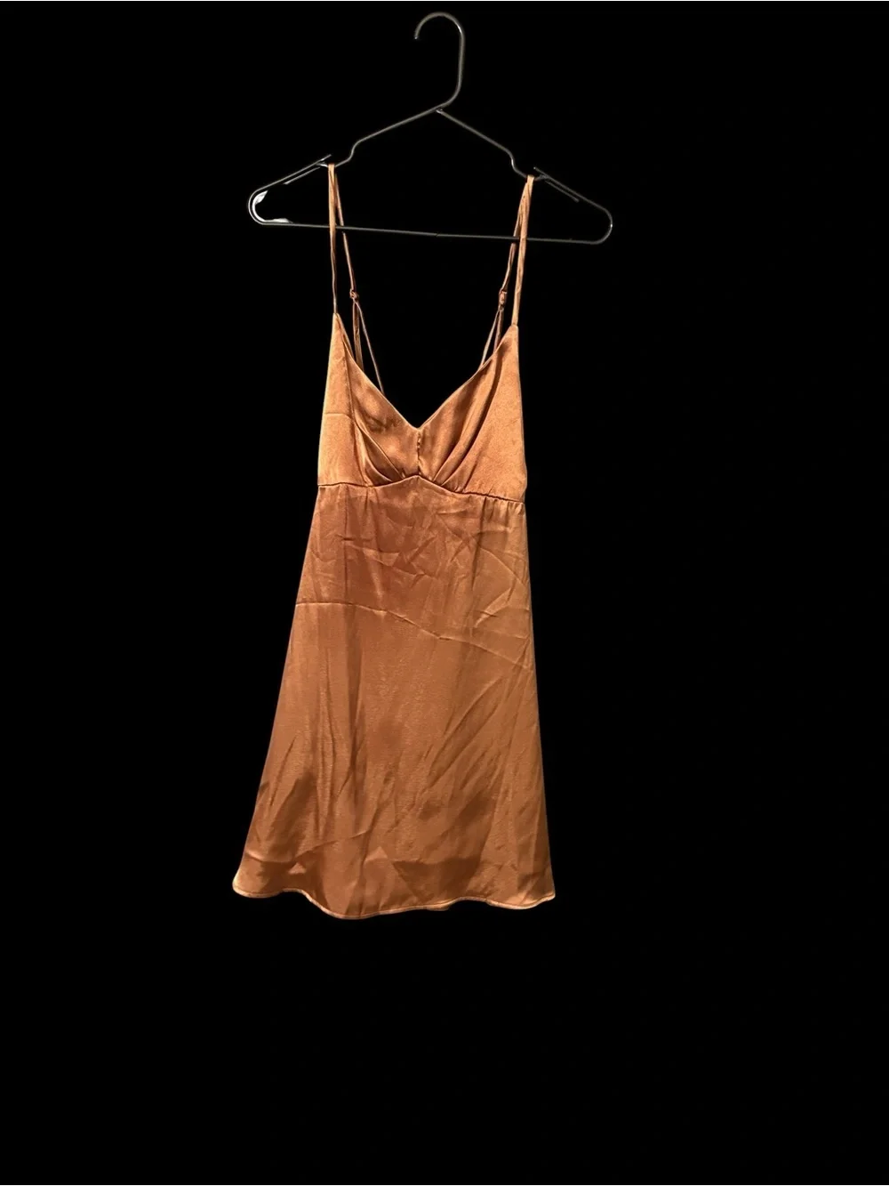 Slip Mini Dress in Copper Satin